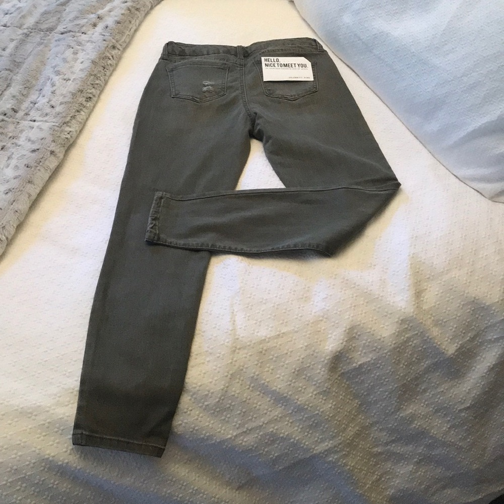 Olive Green Distressed Mid Rise Jeans